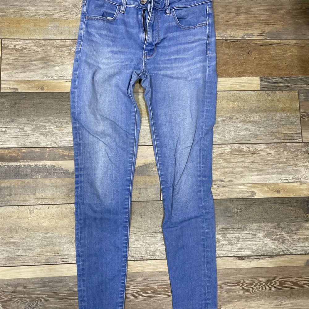 American Eagle Blue Skinny Jeans Stretchy Denim